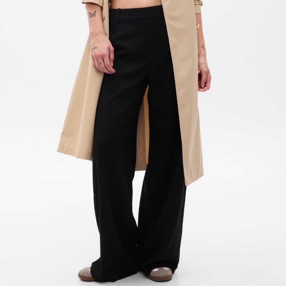 GAP HIGH RISE WIDE LEG TROUSERS IN BLACK SIZE 2 LONG